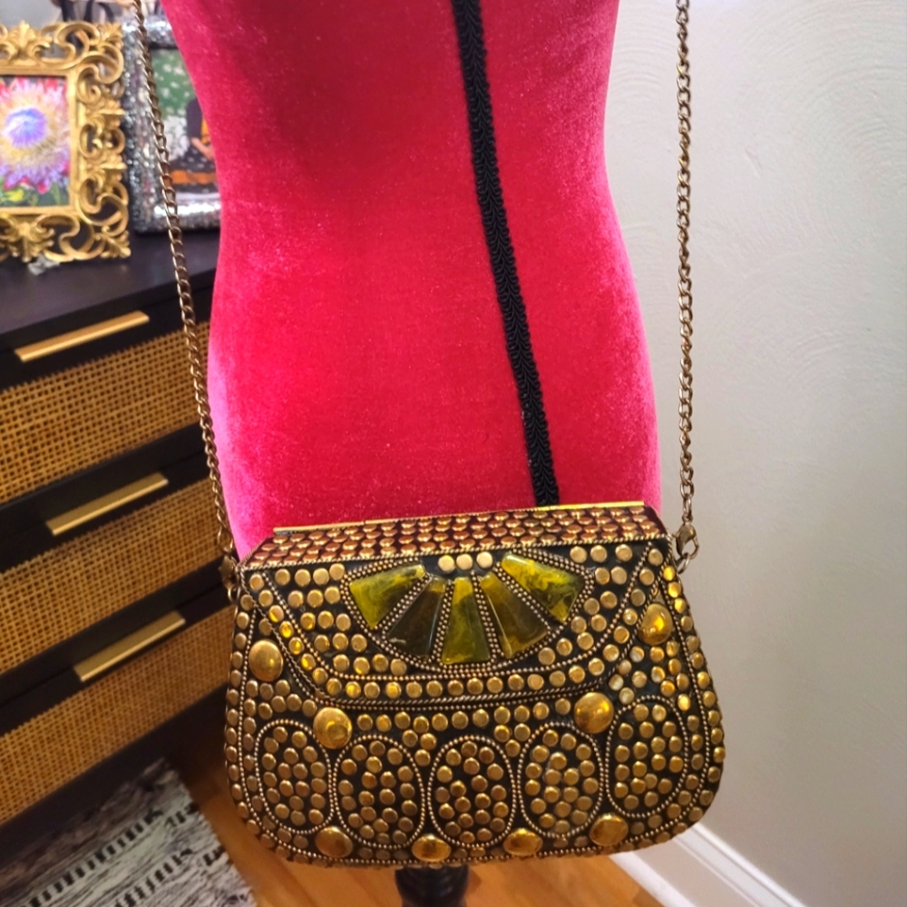 Chain OTS precious stone adorned purse